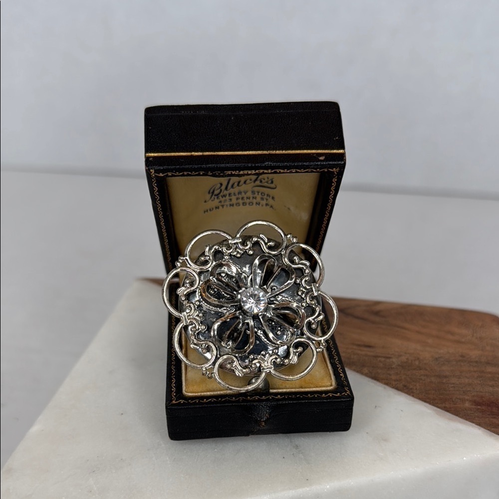 Vintage Intricate Silver Filigree Adjustable Ring lot D16